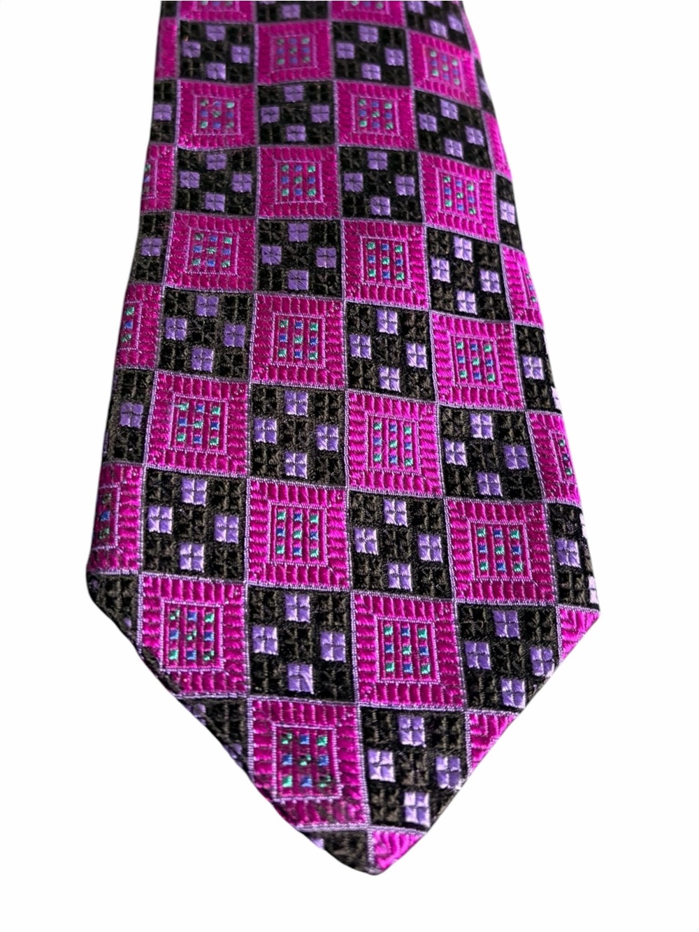 Robert Talbott Pink and Black Geometric Silk Tie